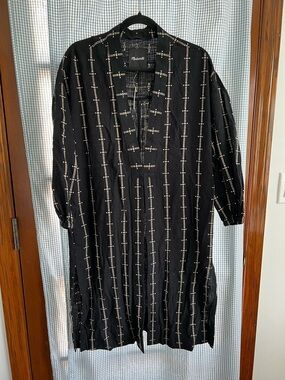 Madewell Black Long Sleeve Beaded Tunic Dress
